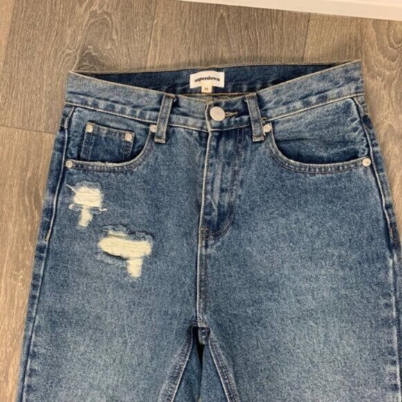 Superdown Revolve Angie Girlfriend Jeans Straight Leg Wash Blue High rise 25 - Picture 7 of 15